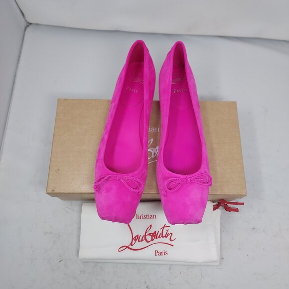 Christian Louboutin Pink Mamadrague Square Toe Ballet Flat Shoe - Picture 5 of 11